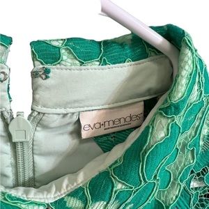 Cute Eva Mendez lace midi dress in color teal and white slip under!